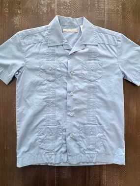 Guayabera Light Blue Youth Boys Small 6/7 Short Sleeve Shirt